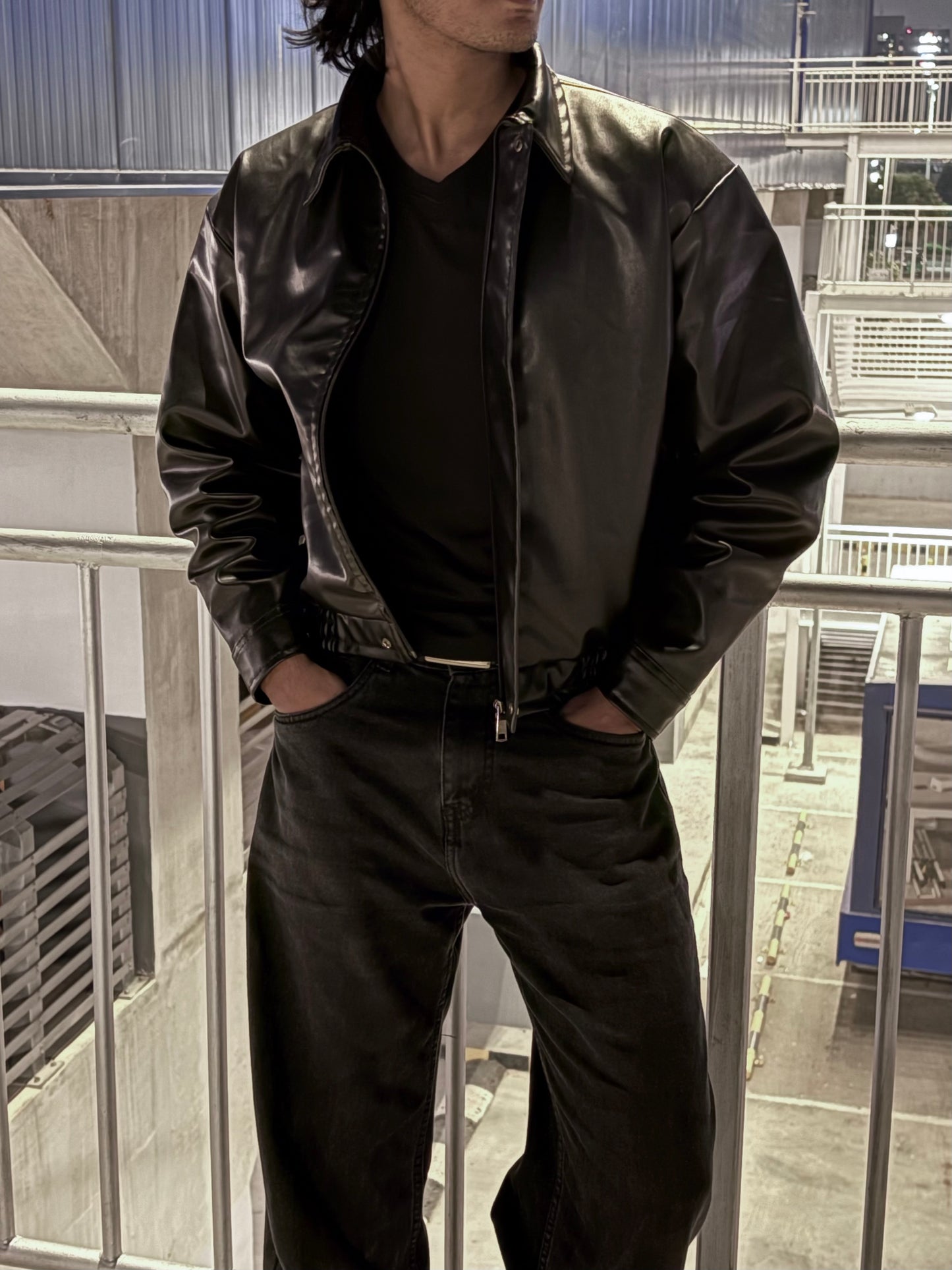 Rebel Leather Jacket - Cropped, Dropshoulder, Baggy Fit - Unisex