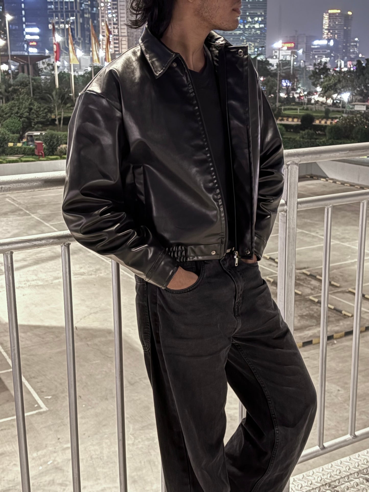 Rebel Leather Jacket - Cropped, Dropshoulder, Baggy Fit - Unisex