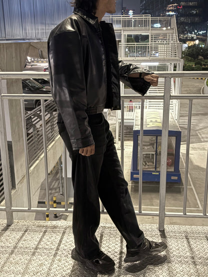 Rebel Leather Jacket - Cropped, Dropshoulder, Baggy Fit - Unisex